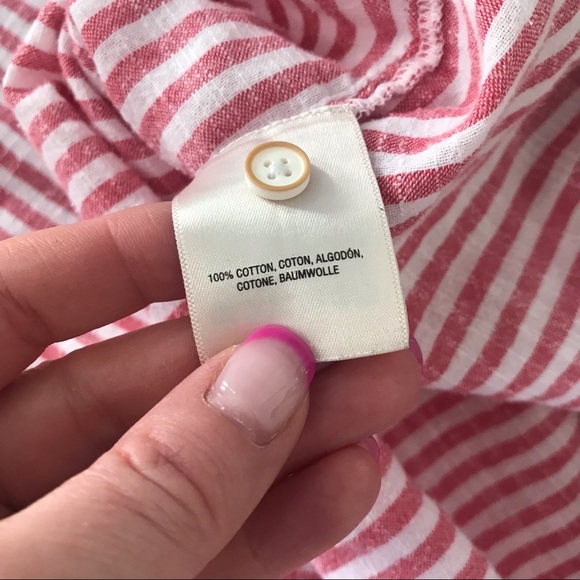 HOLDING HORSES Oversized Relaxed Fit Red and White Stripped Button Down Top - Picture 7 of 10